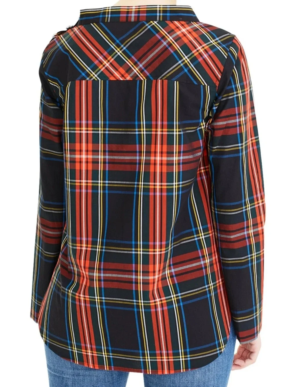 J.Crew K6797 Stewart Plaid Jeweled Funnel Neck Top NWT Size 8 Holiday